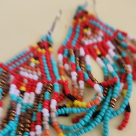 Southwestern Style Beaded Earrings - Picture 1 of 3